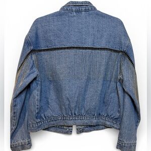 Denim Jean Jacket with Delicate Chains Detail on Sleeves and Back